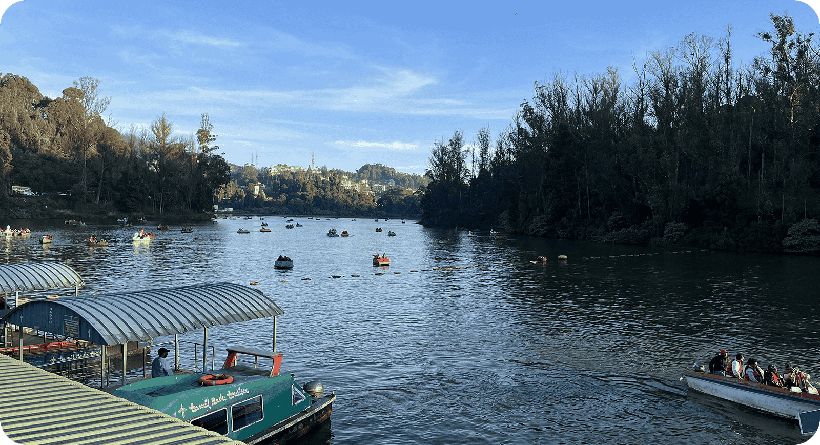Lake with boats